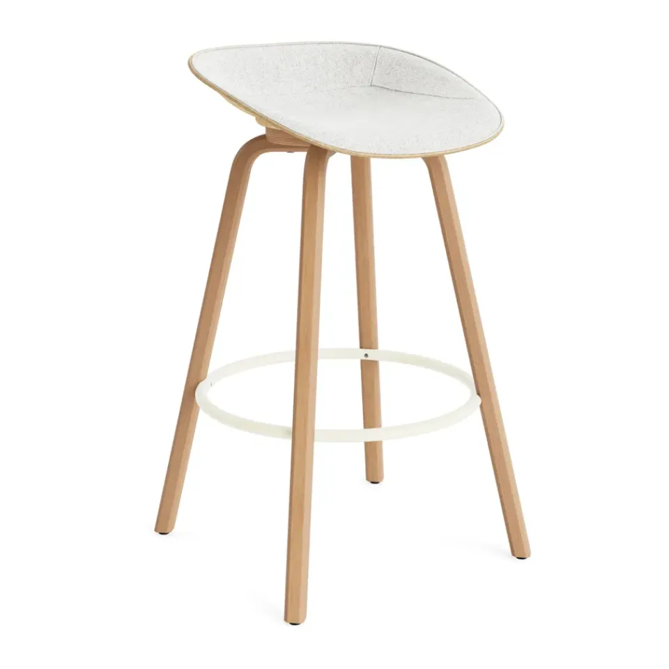 Normann Copenhagen Bar Stools*Mat Barstool barstool front-covered 75 cm, Hallingdal 110-hemp-beech-cream steel Grey