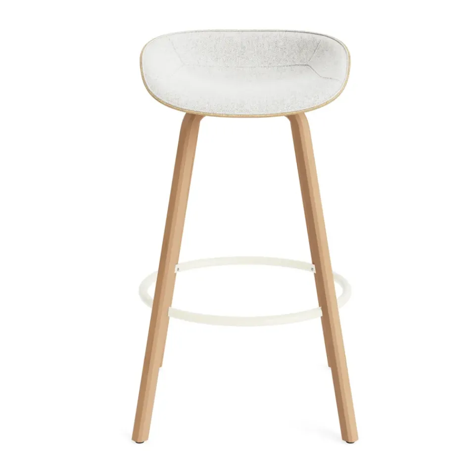 Normann Copenhagen Bar Stools*Mat Barstool barstool front-covered 75 cm, Hallingdal 110-hemp-beech-cream steel Grey