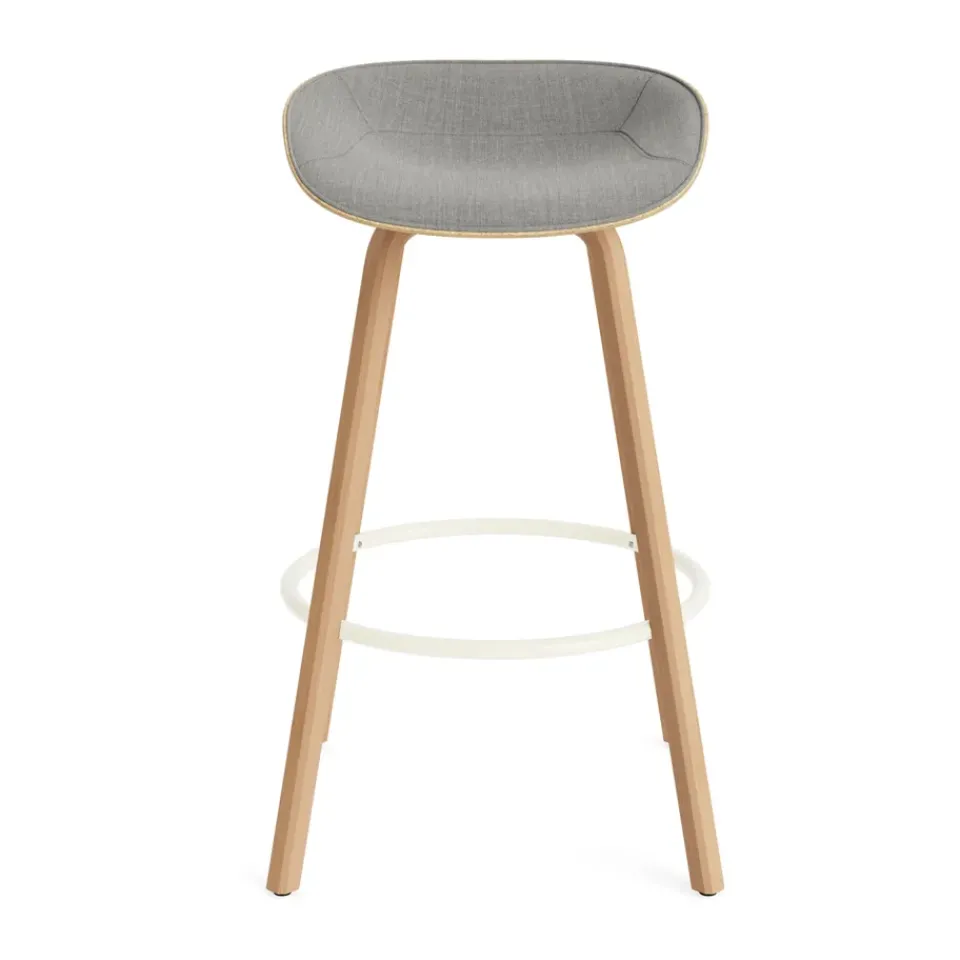 Normann Copenhagen Bar Stools*Mat Barstool barstool front-covered 75 cm, Remix 133-hemp-beech-cream steel Grey