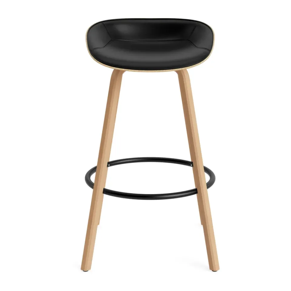 Normann Copenhagen Bar Stools*Mat Barstool barstool front-covered 75 cm, Ultra 41599-hemp-beech- steel Black