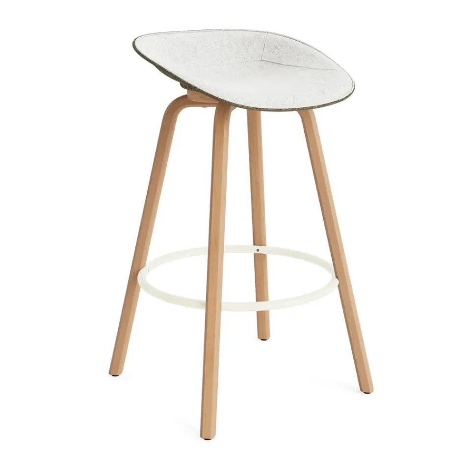 Normann Copenhagen Bar Stools*Mat Barstool barstool front-covered 75 cm, Hallingdal 110-seaweed-beech-cream steel Grey