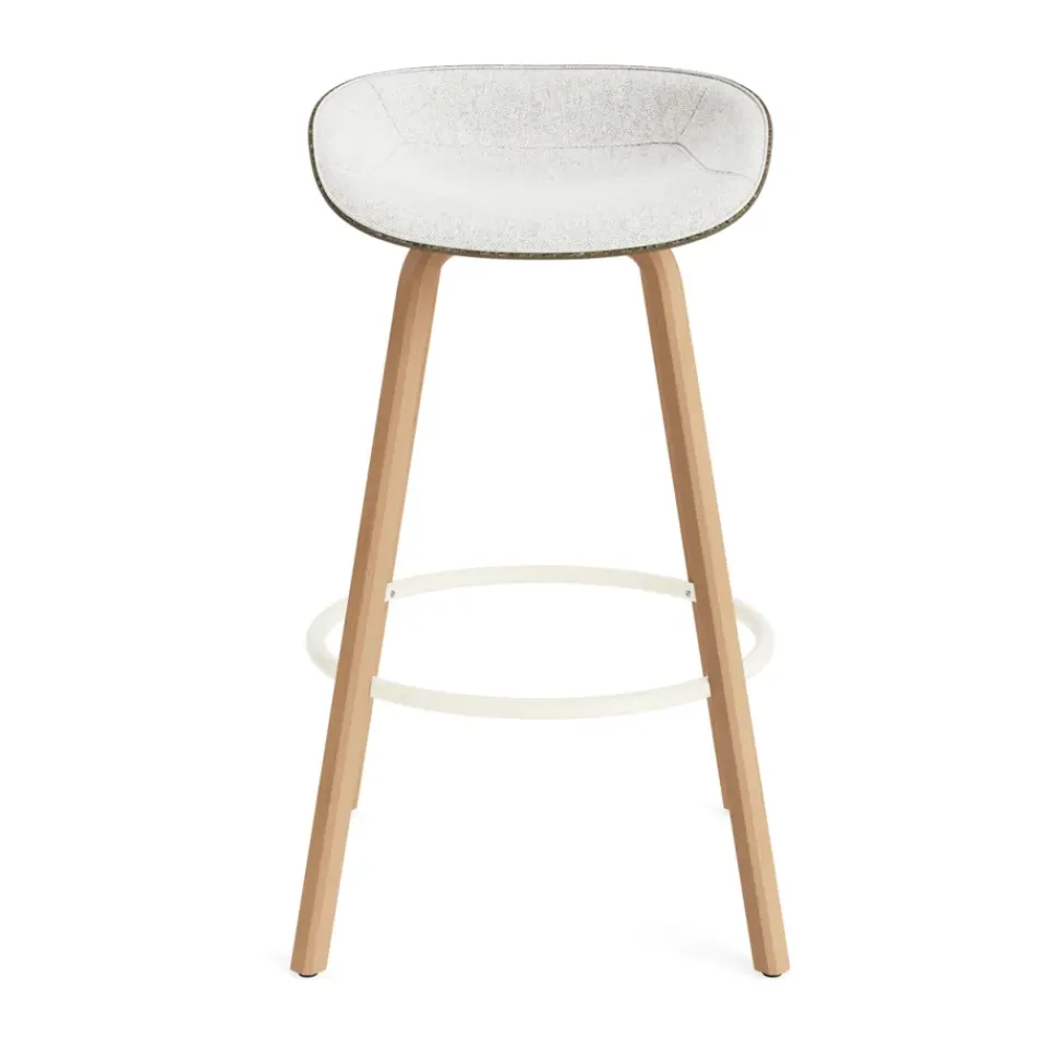 Normann Copenhagen Bar Stools*Mat Barstool barstool front-covered 75 cm, Hallingdal 110-seaweed-beech-cream steel Grey