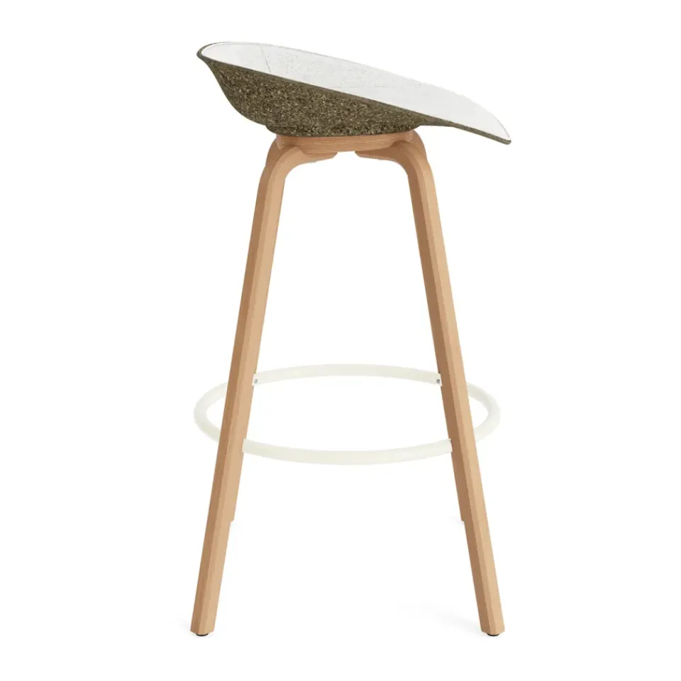 Normann Copenhagen Bar Stools*Mat Barstool barstool front-covered 75 cm, Hallingdal 110-seaweed-beech-cream steel Grey