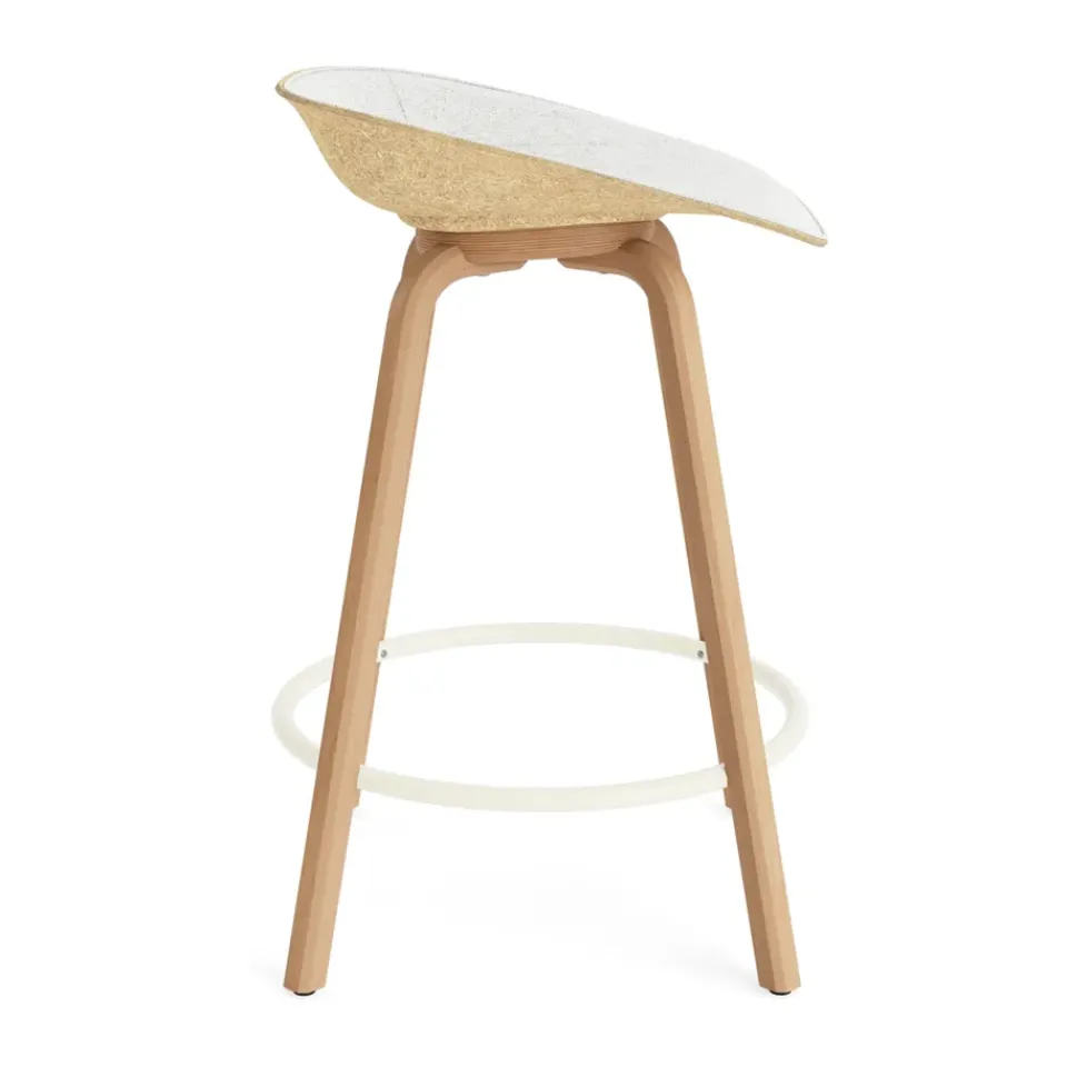 Normann Copenhagen Bar Stools*Mat Barstool front-upholstered 65 cm., Hallingdal 110-hemp-beech-cream steel Beige