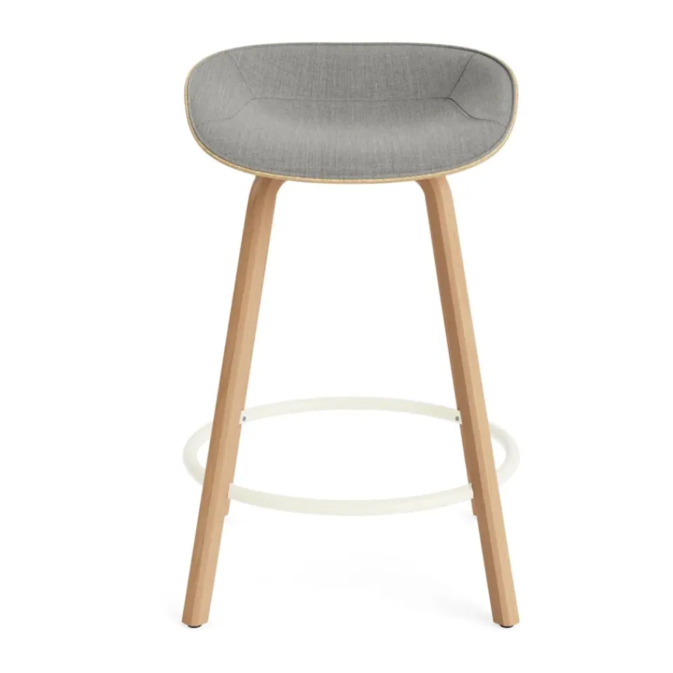 Normann Copenhagen Bar Stools*Mat Barstool front-upholstered 65 cm., Remix 133-hemp-beech-cream steel Beige
