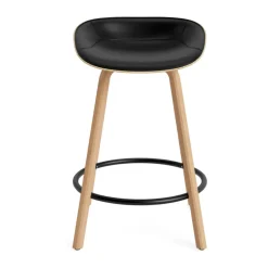 Normann Copenhagen Bar Stools*Mat Barstool front-upholstered 65 cm., Ultra 41599-hemp-beech- steel Black