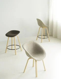 Normann Copenhagen Bar Stools*Mat Barstool front-upholstered 65 cm., Ultra 41599-hemp-beech- steel Black