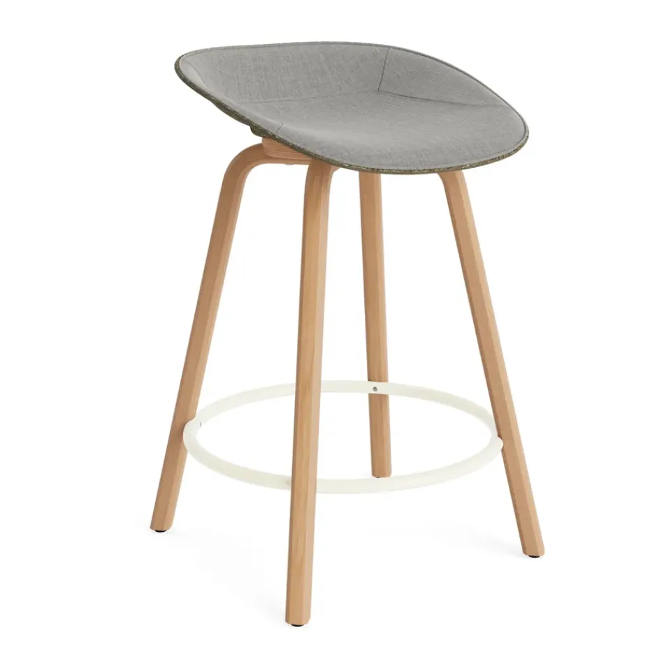 Normann Copenhagen Bar Stools*Mat Barstool front-upholstered 65 cm., Remix 133-seaweed-beech-cream steel Beige