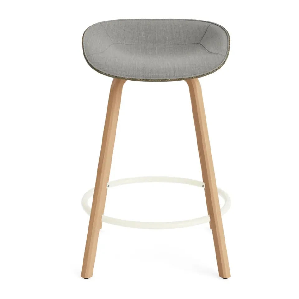 Normann Copenhagen Bar Stools*Mat Barstool front-upholstered 65 cm., Remix 133-seaweed-beech-cream steel Beige
