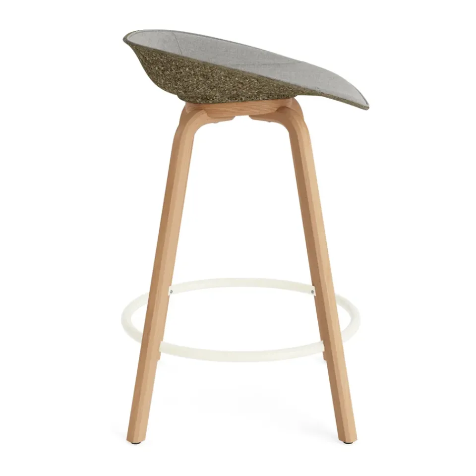 Normann Copenhagen Bar Stools*Mat Barstool front-upholstered 65 cm., Remix 133-seaweed-beech-cream steel Beige