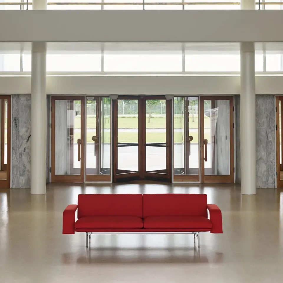 &Tradition Sofas*Meantime AV31 3-seater sofa, Pol. aluminium-Fiord 0571 Red