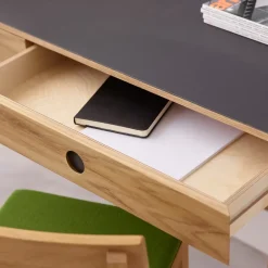 A2 Desks*Mind desk, linoleum, drawers and legs in oiled oak Black