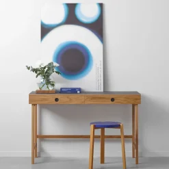 A2 Desks*Mind desk, linoleum, drawers and legs in white-oiled oak Black