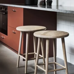Stolab Bar Stools*Miss Button bar stool, Oak natural oil. medium Beige