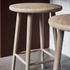 Stolab Bar Stools*Miss Button bar stool, Oak natural oil. medium Beige
