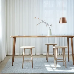 Stolab Bar Stools*Miss Button bar stool, Oak natural oil. medium Beige