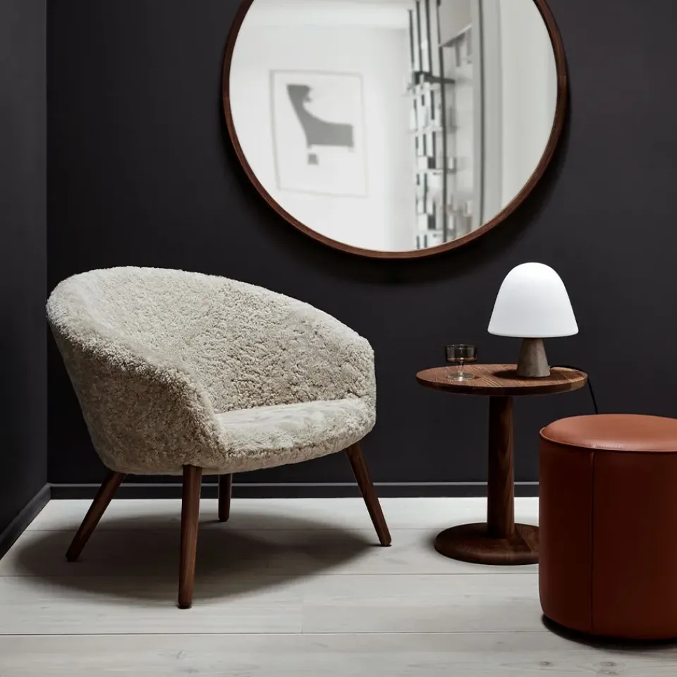 Fredericia Furniture Sitting Poufs*Mono seat pouf, Leather omni 307 cognac-Ø55 cm Brown