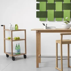 A2 Serving Trolleys*Move serving trolley, stained oak, big, marble marquina, glass Black