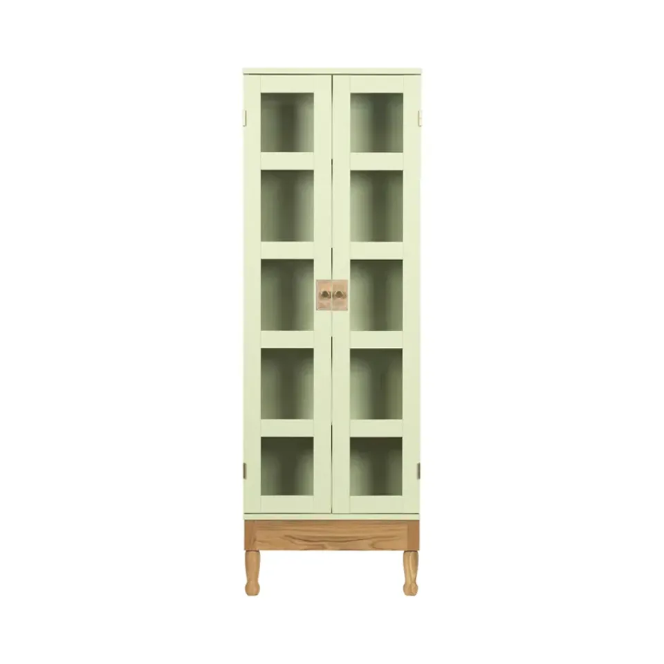 Källemo Display & Glass Cabinets*National Geographic bookcase, Light -oak base-brass Green