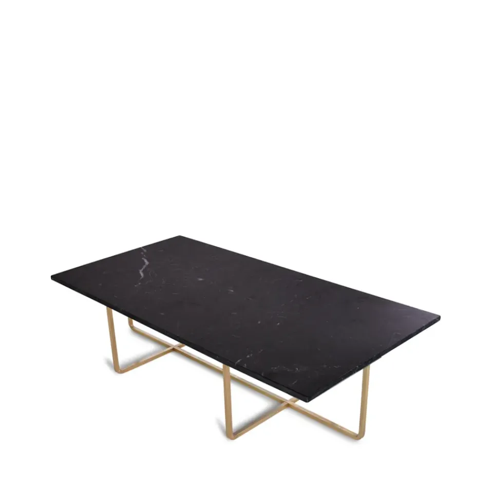OX Denmarq Coffee Tables*Ninety coffee table rectangular, marble marquina. brass stand Black