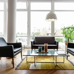 OX Denmarq Coffee Tables*Ninety coffee table rectangular, marble indio. black stand Green