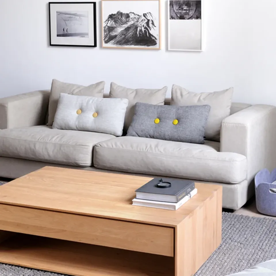 Ethnicraft Coffee Tables*Nordic coffee table, Wax-oiled oak 1 drawer 120x70 cm Beige