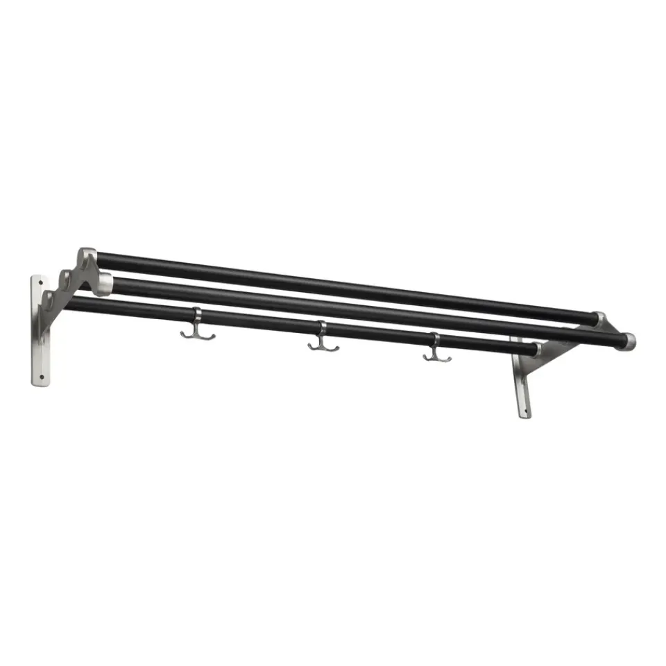 Essem Design Hat Rack & Hat Shelves*Nostalgi 291 hat shelf 100 cm, Black-aluminum BlackSilver-coloured