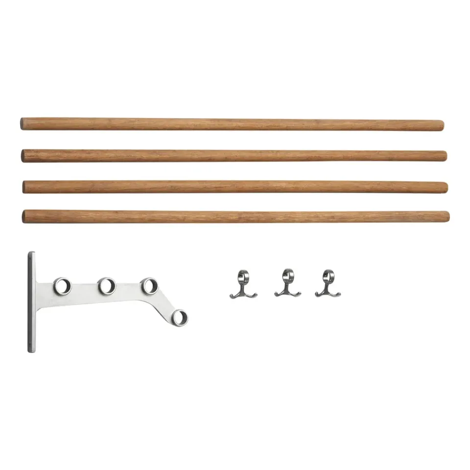 Essem Design Hat Rack & Hat Shelves*Nostalgi 291 inbuilt hat rack 100 cm, Bamboo-aluminium BrownSilver-coloured