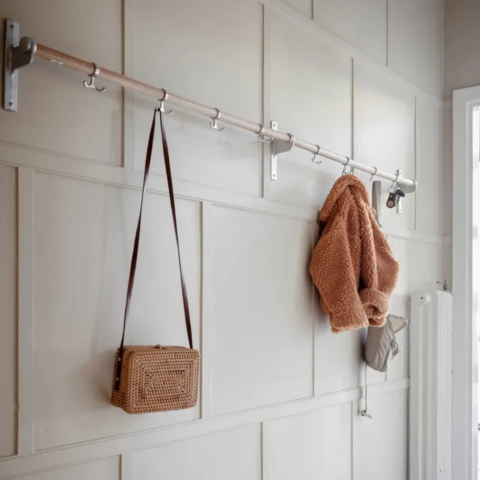Essem Design Clothes Hooks & Hangers*Nostalgi hook 100 cm, oak, aluminum BrownSilver-coloured