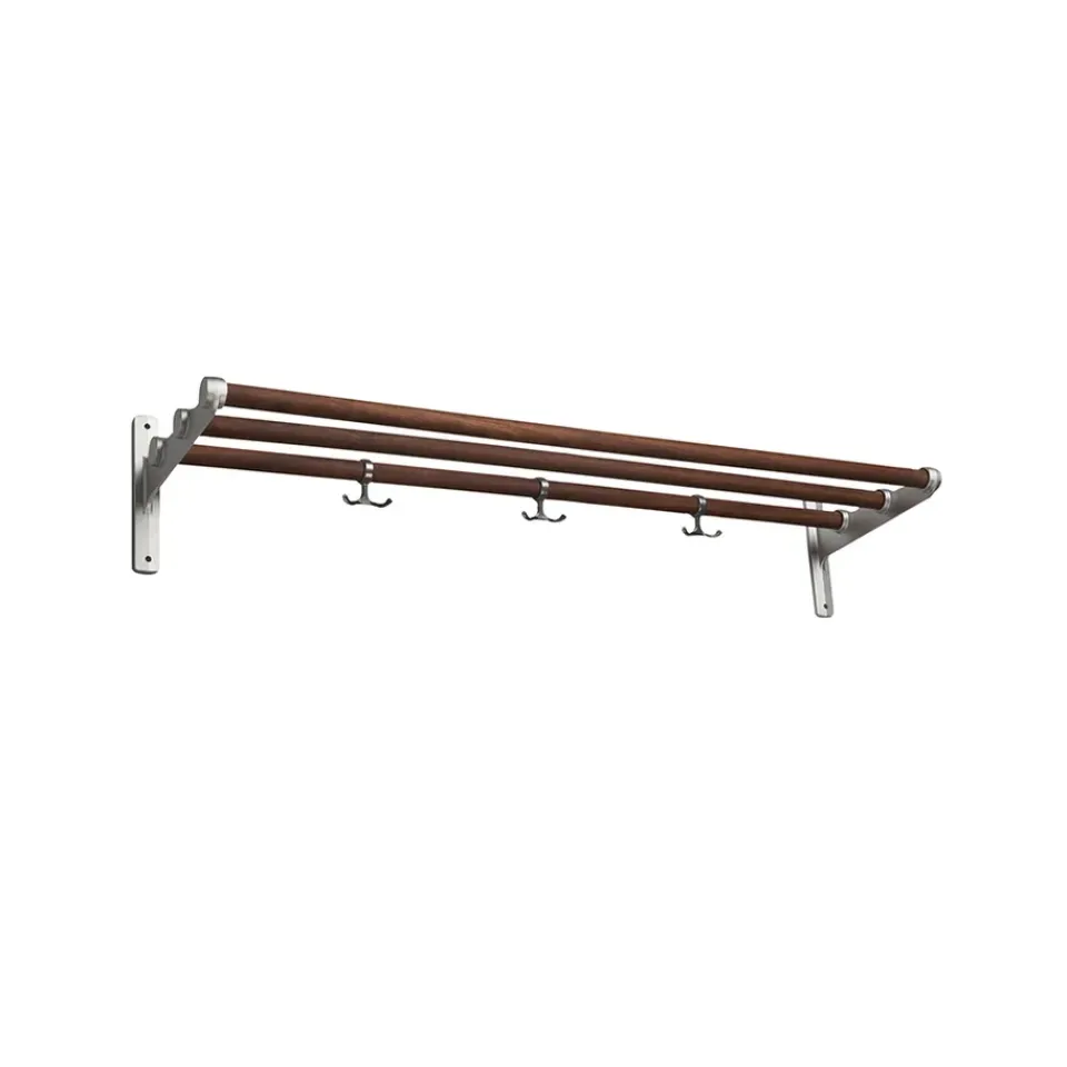 Essem Design Hat Rack & Hat Shelves*Nostalgi Shoe or hat shelf, Walnut, aluminium stand Brown