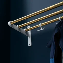 Essem Design Hat Rack & Hat Shelves*Nostalgi Shoe or hat shelf, Copper, white stand Gold-colouredWhite