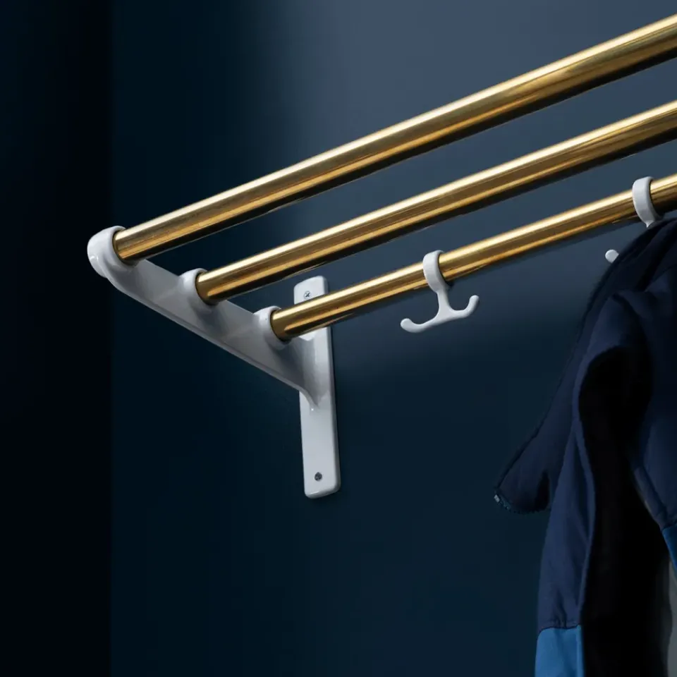 Essem Design Hat Rack & Hat Shelves*Nostalgi Shoe or hat shelf, Aluminium, white stand Silver-coloured