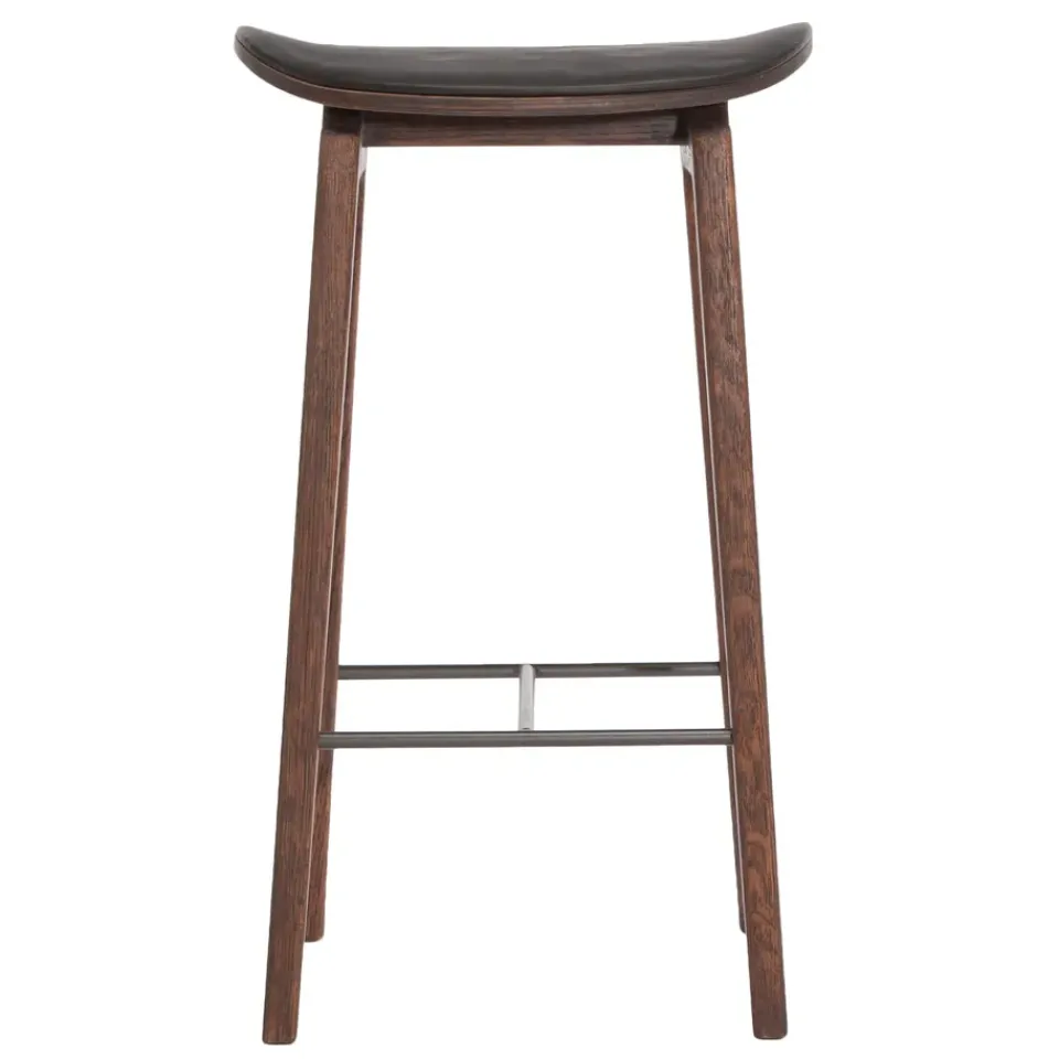 NORR11 Bar Stools*NY11 barstool leather cushion dark smoked oak 65 cm, Spectrum Black