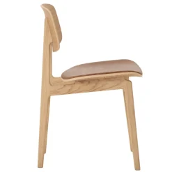 NORR11 Chairs*NY11 chair with leather cushion oak, Dunes camel Brown