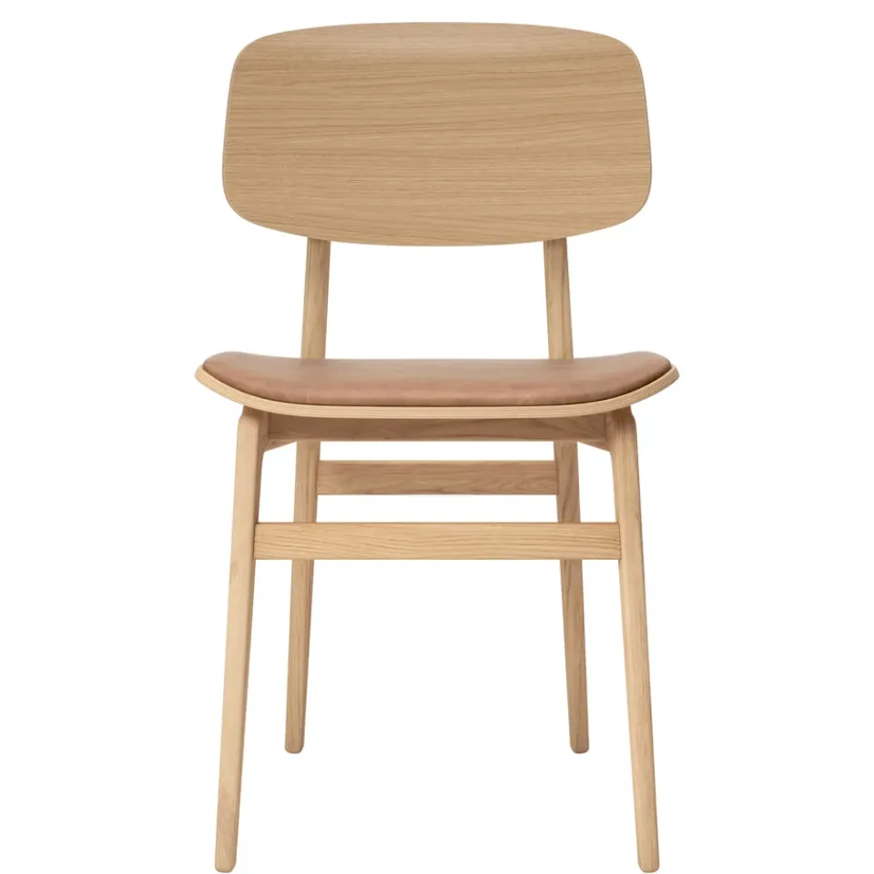 NORR11 Chairs*NY11 chair with leather cushion oak, Dunes camel Brown