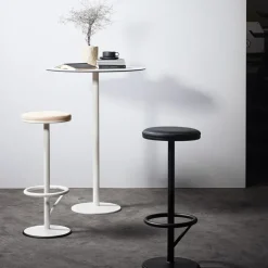 SMD Design Bar Stools*Orbit barstool high, matte, leather Black