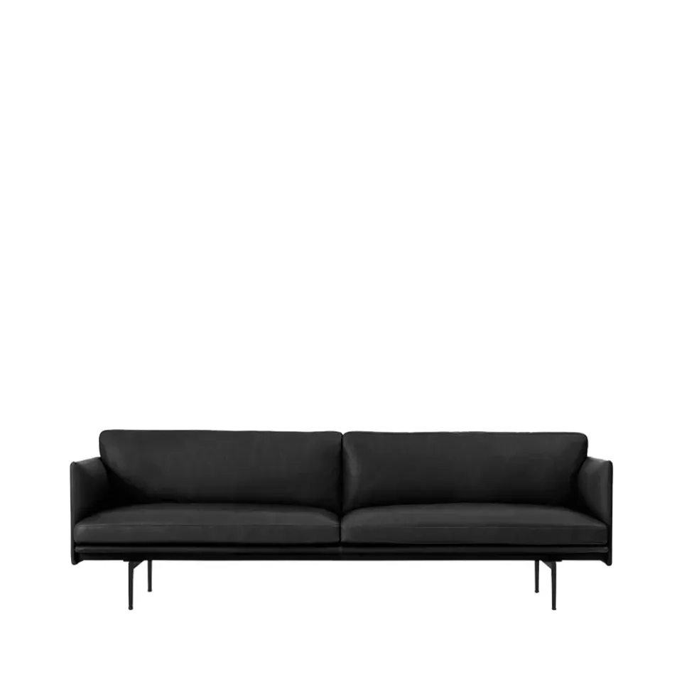 Muuto Sofas*Outline 3-seater sofa leather, Refine - leg Black