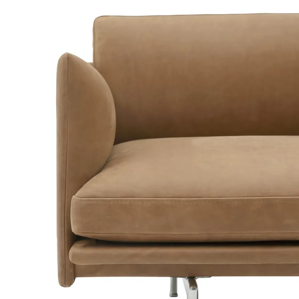 Muuto Sofas*Outline 3.5-seater sofa polished aluminum, Grace leather Camel Brown