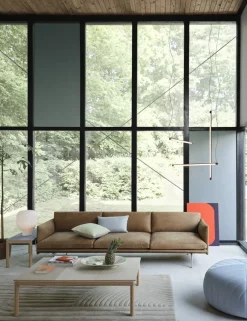 Muuto Sofas*Outline 3.5-seater sofa polished aluminum, Grace leather Camel Brown