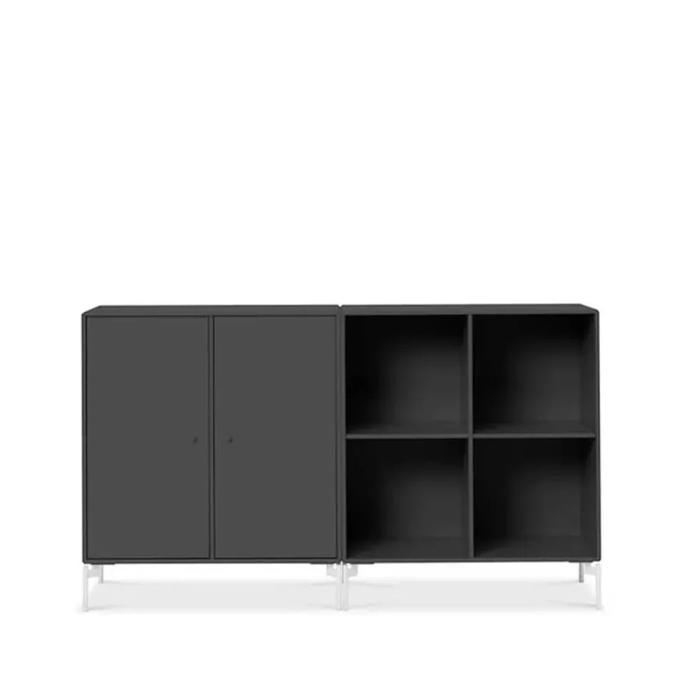 Montana Dressers & Sideboards*Pair side table, Anthracite 04, white lacquered legs Grey
