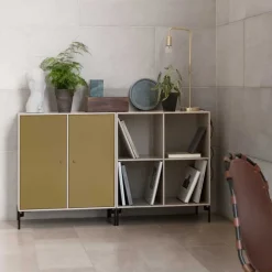 Montana Dressers & Sideboards*Pair side table, Nordic 09, white lacquered legs Grey