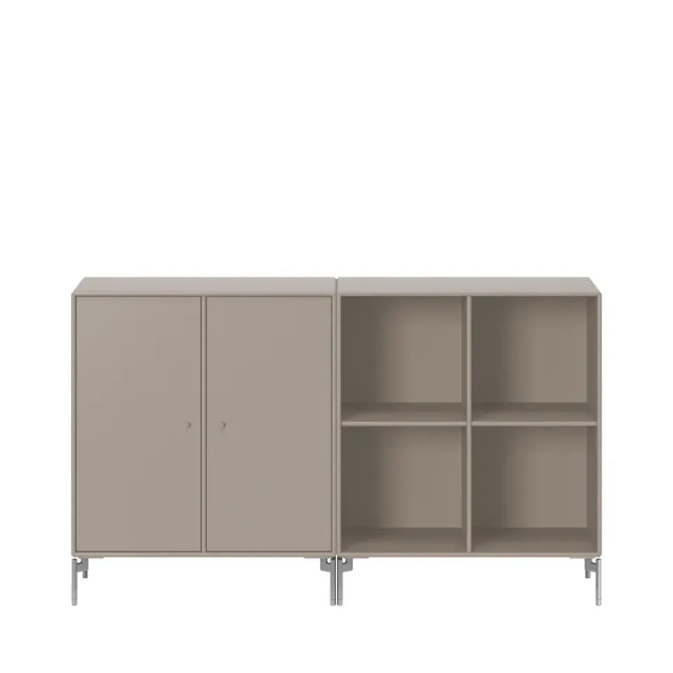 Montana Dressers & Sideboards*Pair side table, Truffle 141, chrome legs Beige