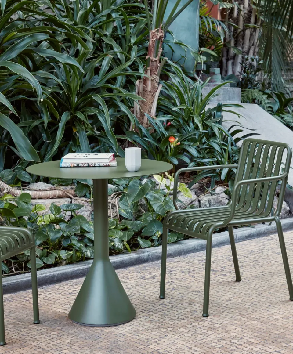 HAY Balcony Furniture|Table For Outdoor Use*Palissade Cone round coffee table, Olive, ø70 Green