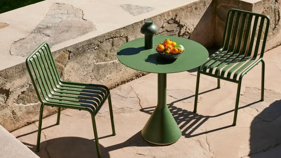 HAY Balcony Furniture|Table For Outdoor Use*Palissade Cone round coffee table, Olive, ø70 Green