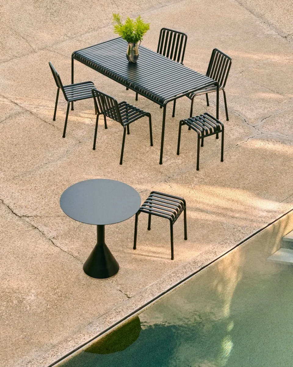 HAY Table For Outdoor Use*Palissade Cone round coffee table, Anthracite, ø90 BlackGrey