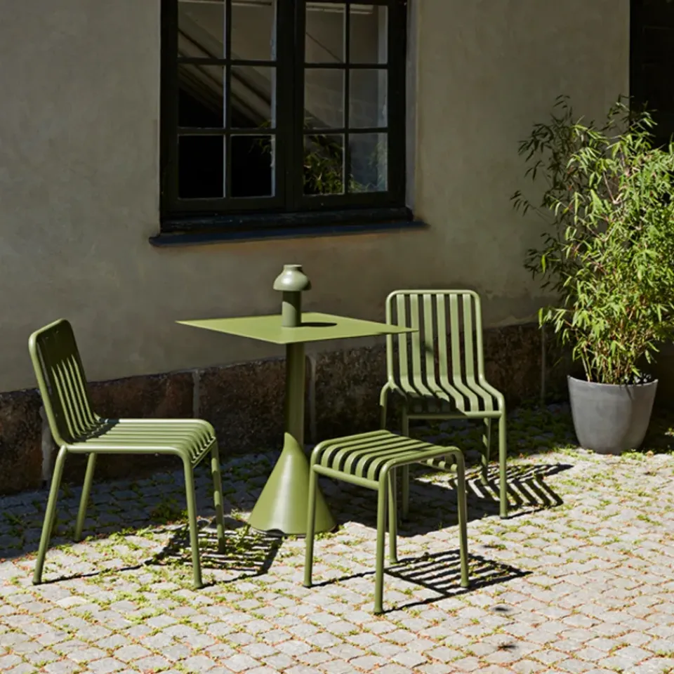 HAY Table For Outdoor Use|Balcony Furniture*Palissade Cone square coffee table 65x65 cm, Olive Green