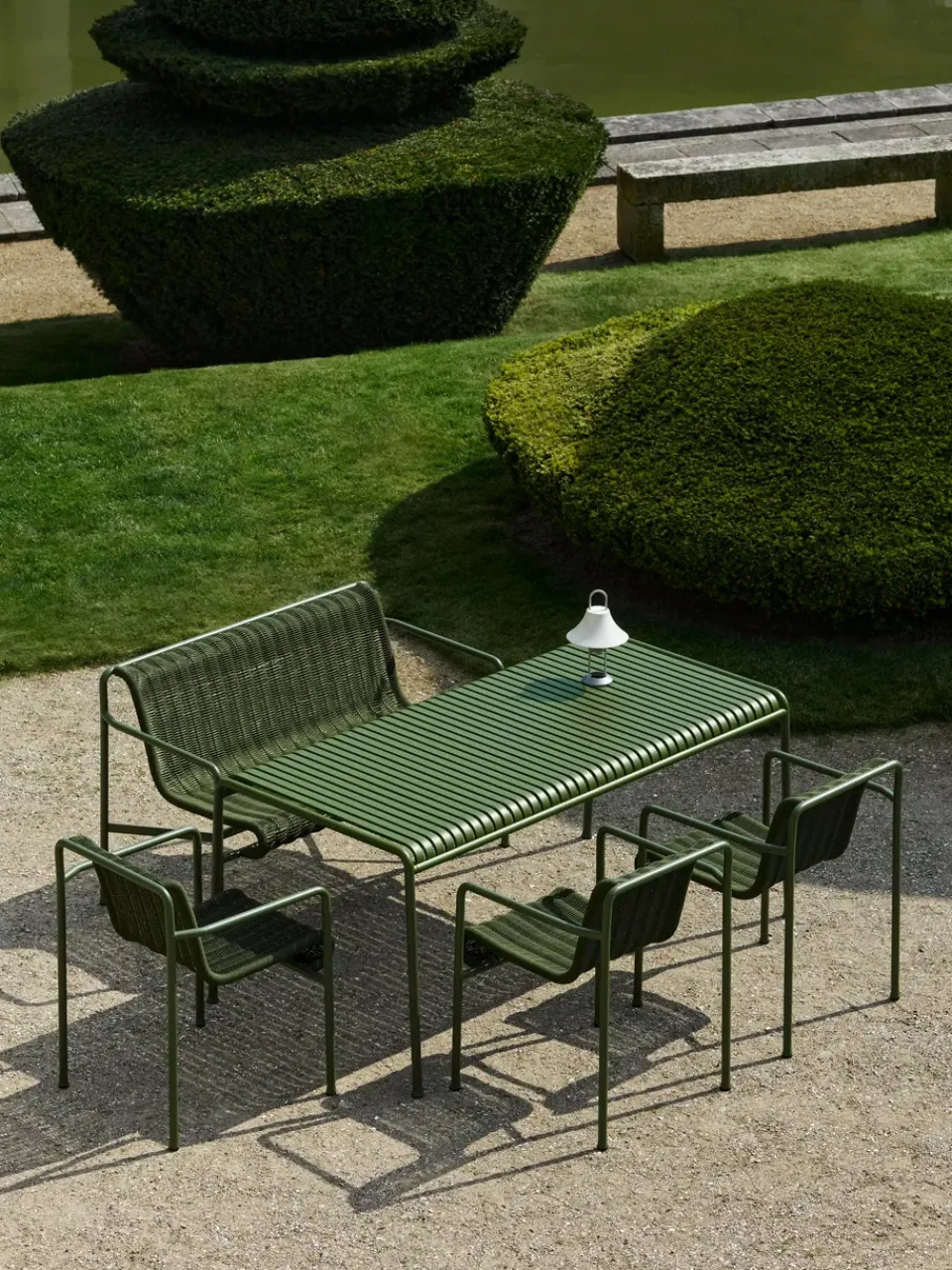 HAY Garden Sofas & Garden Benches*Palissade Cord Dining bench with armrests, Olive Green