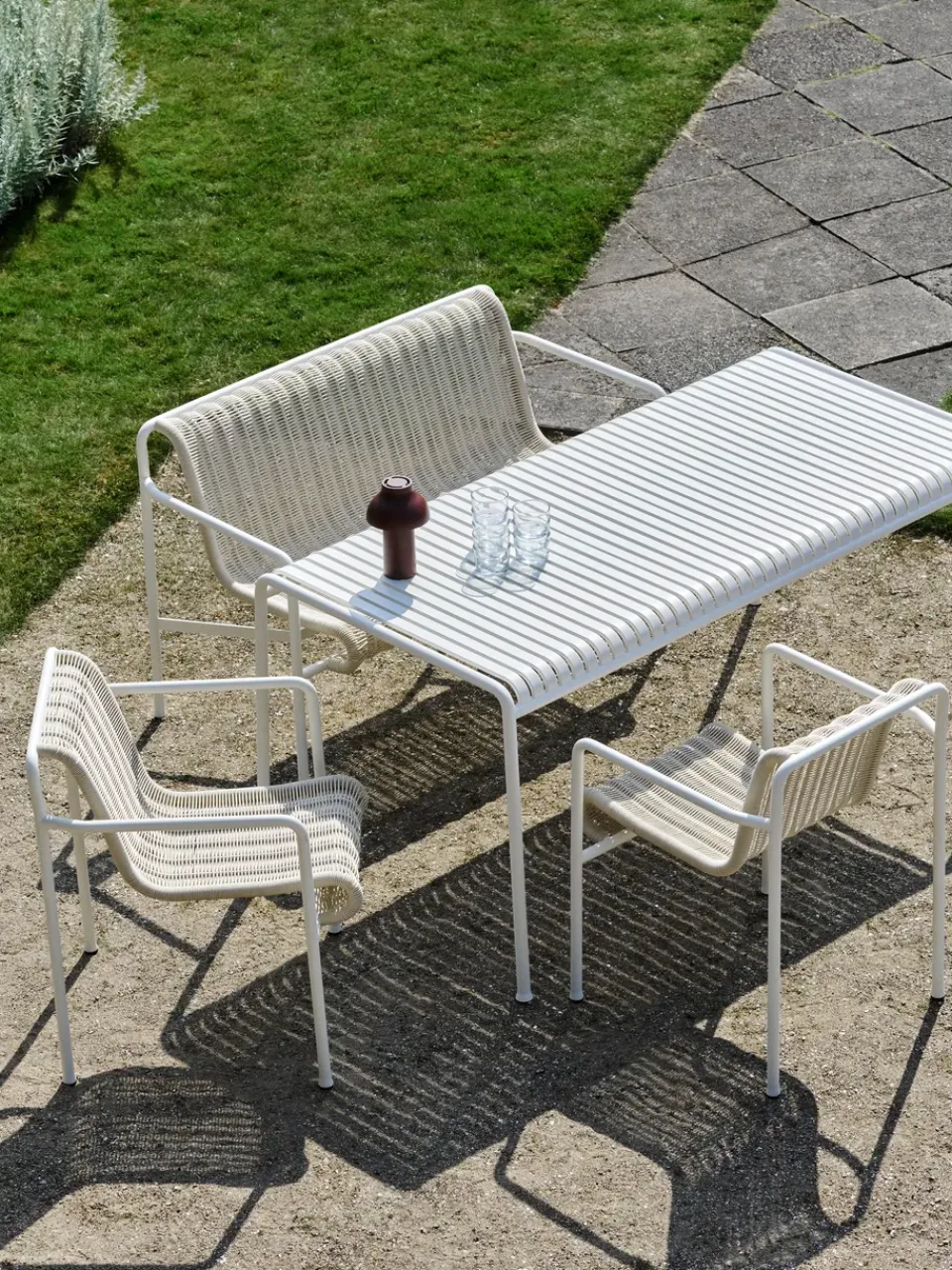 HAY Garden Sofas & Garden Benches*Palissade Cord Dining bench with armrests, Cream White