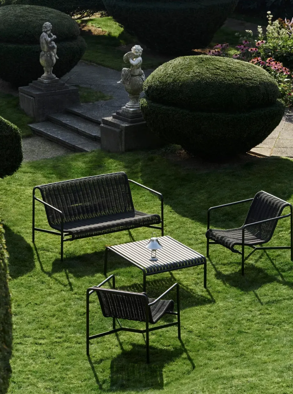 HAY Garden Sofas & Garden Benches*Palissade Cord Dining bench with armrests, Anthracite Black