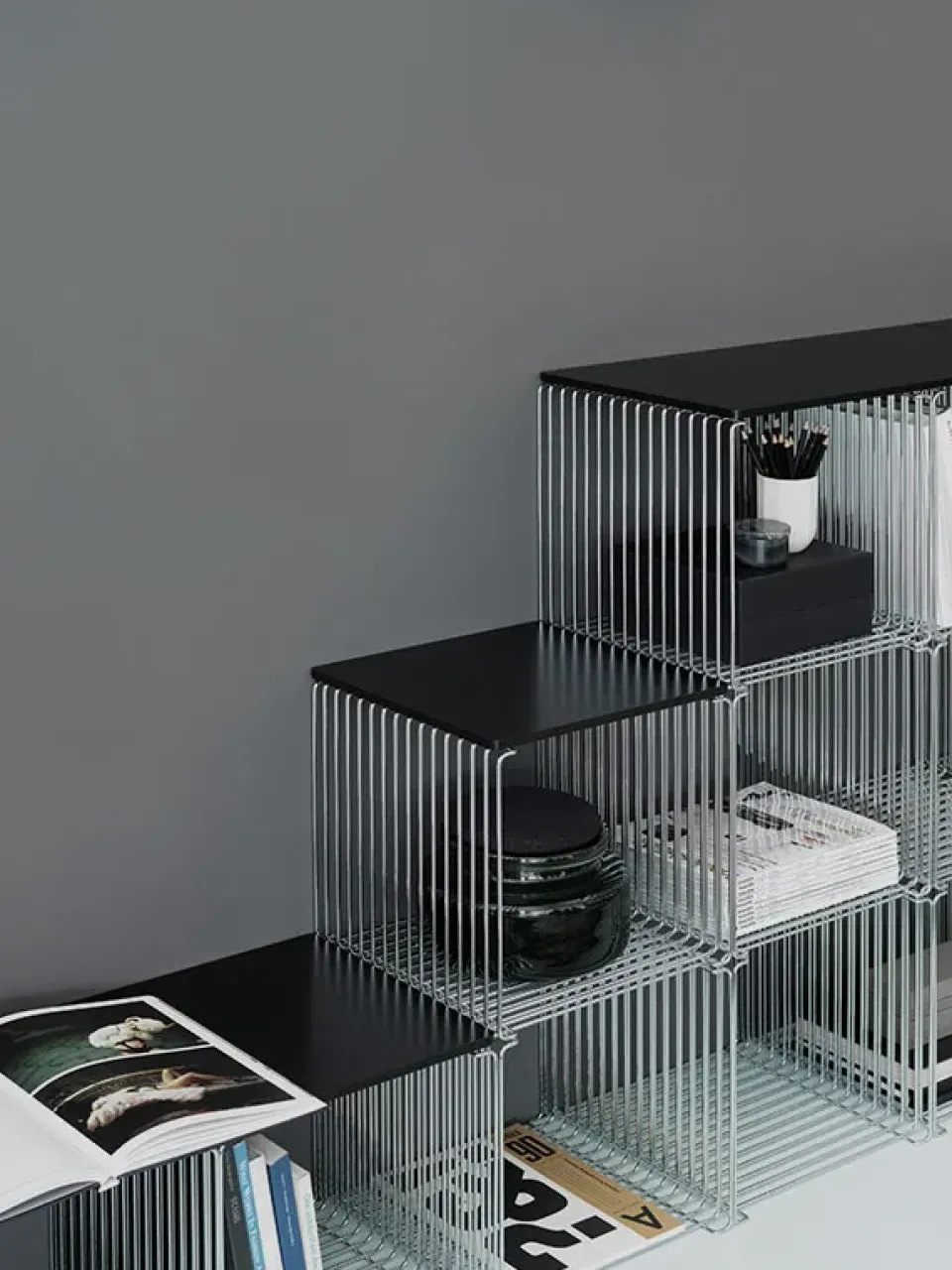 Montana Shelves & Shelving Systems*Panton Wire Single shelf 34,8x34,8x34,8 cm, Chrome Silver-coloured
